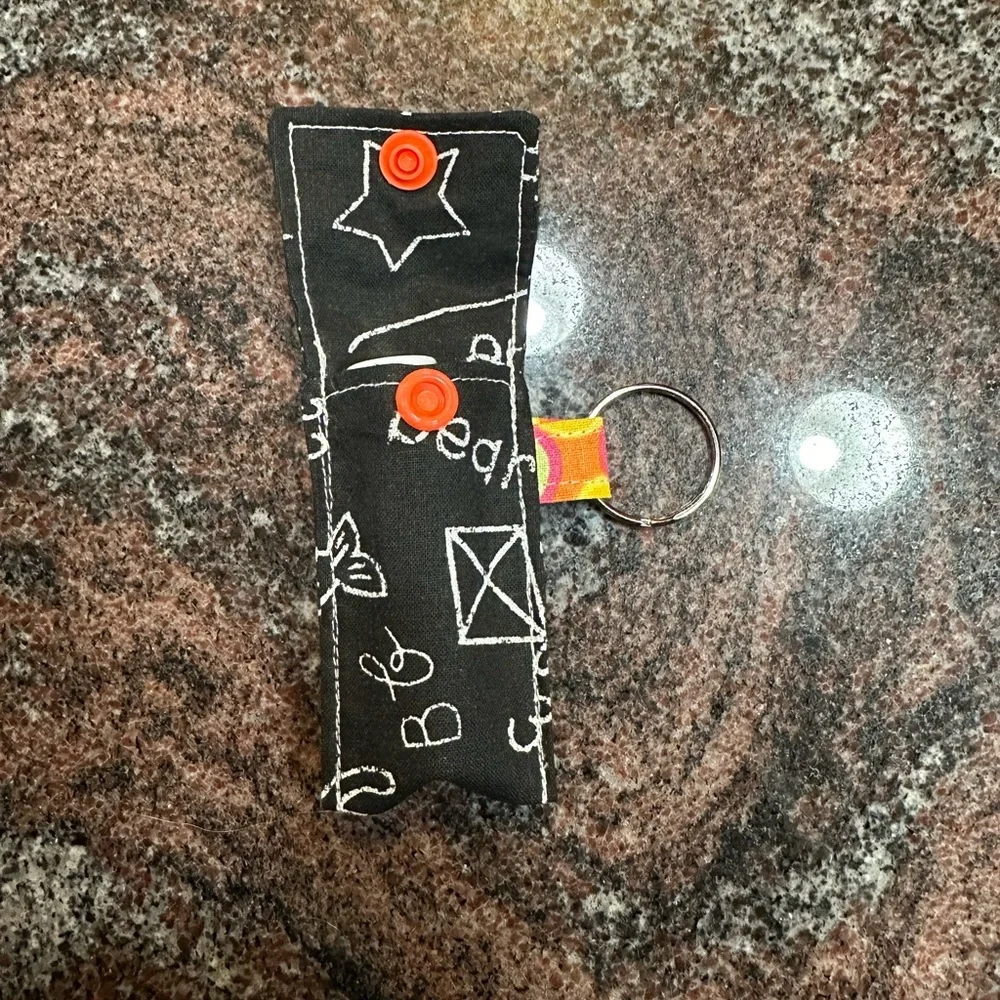 Handmade lip balm holder keychain- chalkboard design